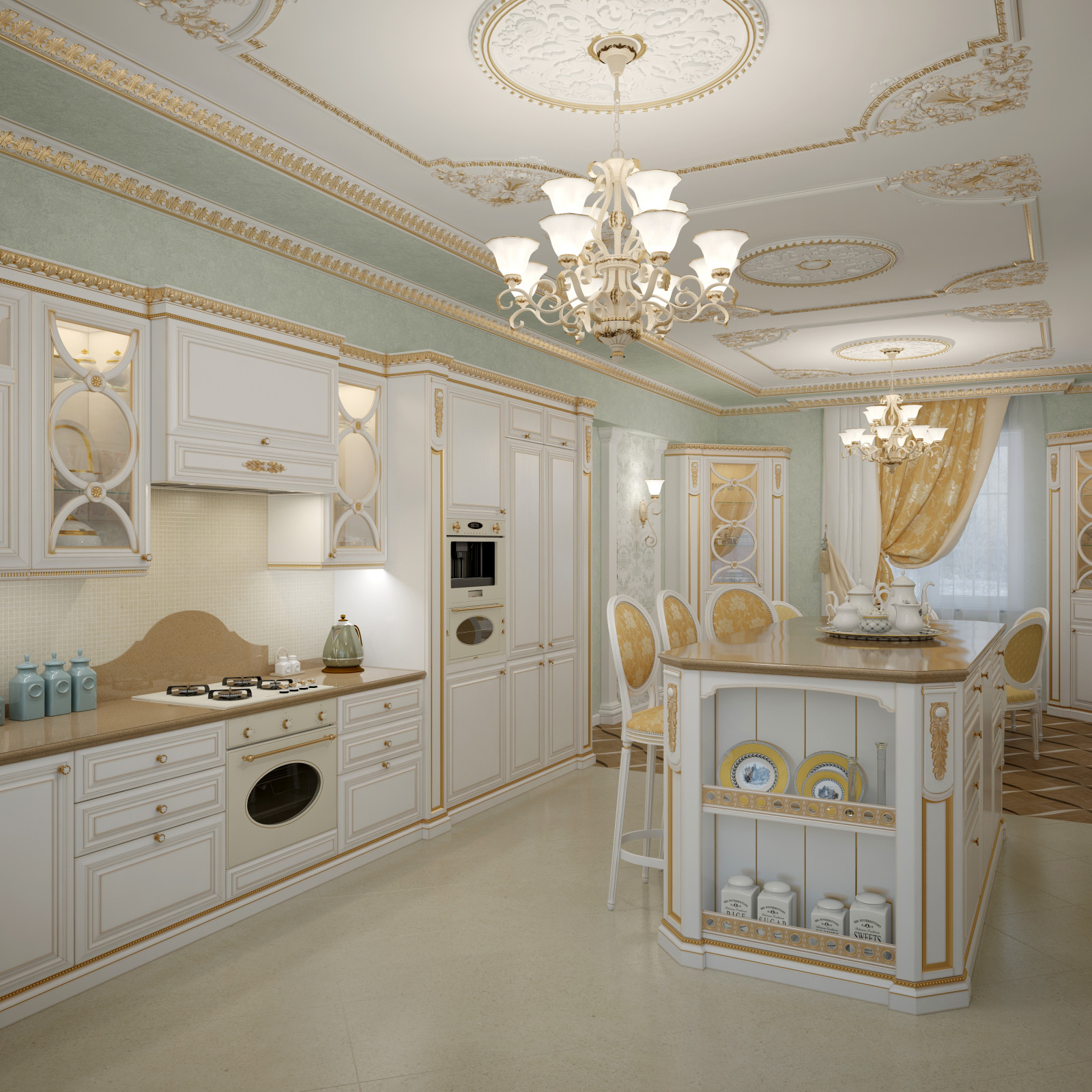 Интерьер коттеджа в классическом стиле 305 м.кв