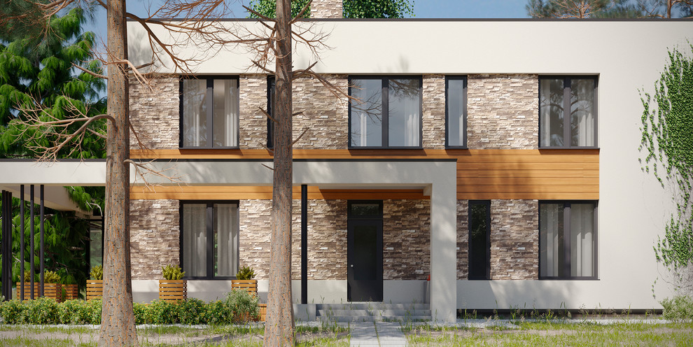 Проект дома в сосновом лесу. Главный вход