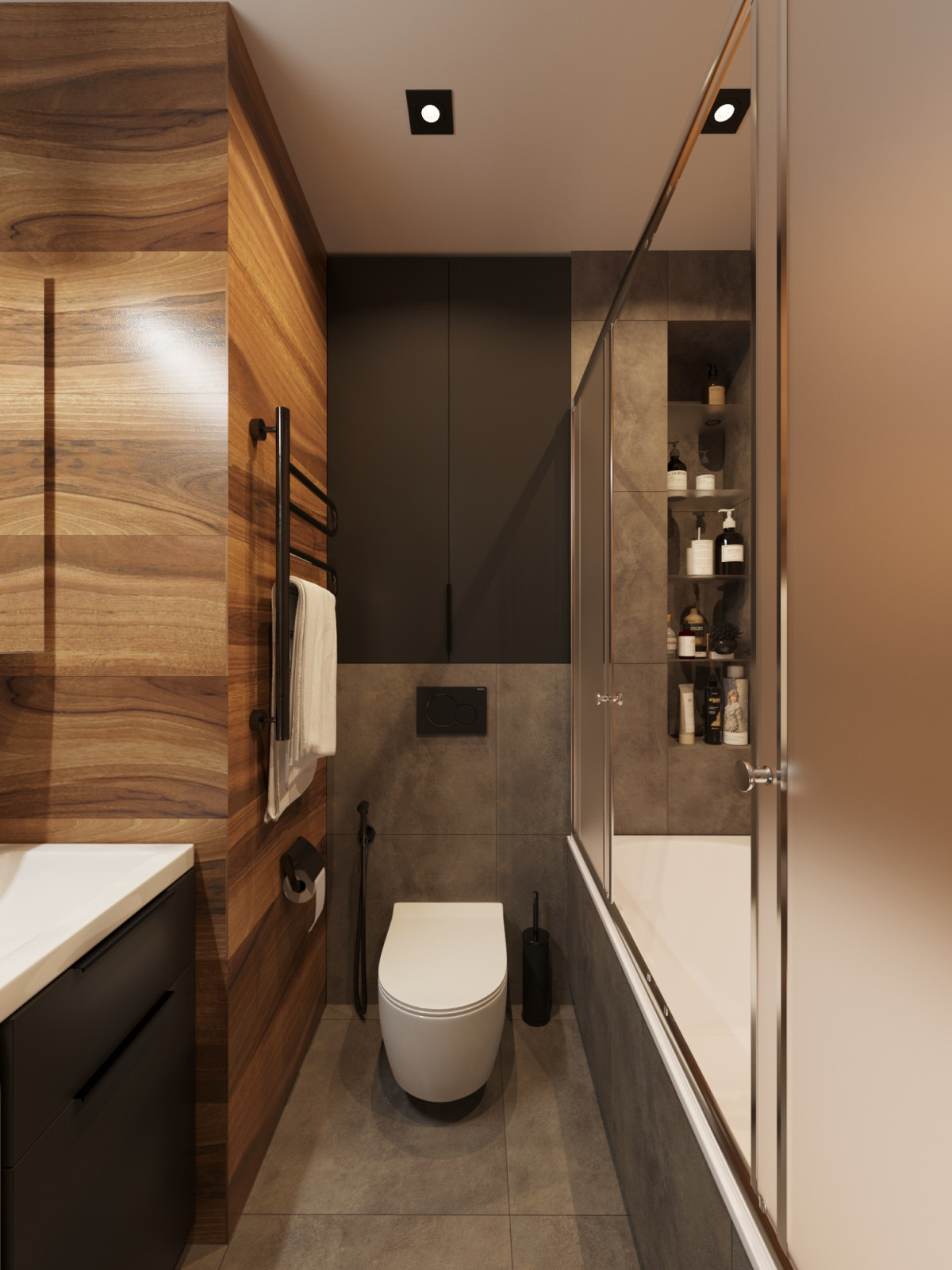 Дизайн проект квартиры в Москве в темных тонах