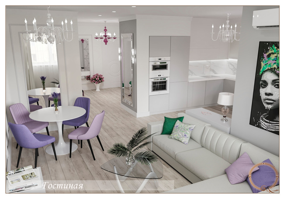 Обложка проекта: квартира, стиль неоклассика Лаванда