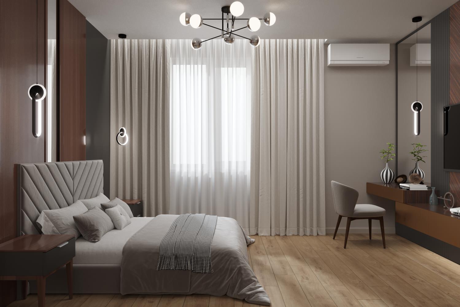 Обложка проекта: спальня в темных тонах