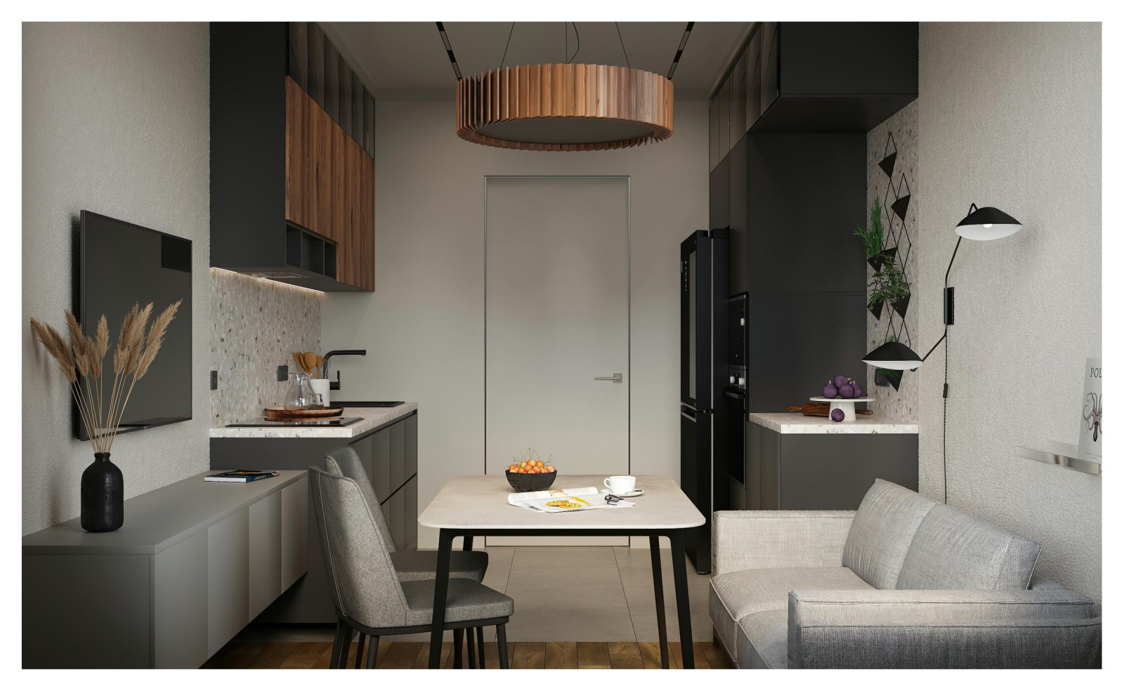 Яркий смешанный стиль в квартире 70 м2