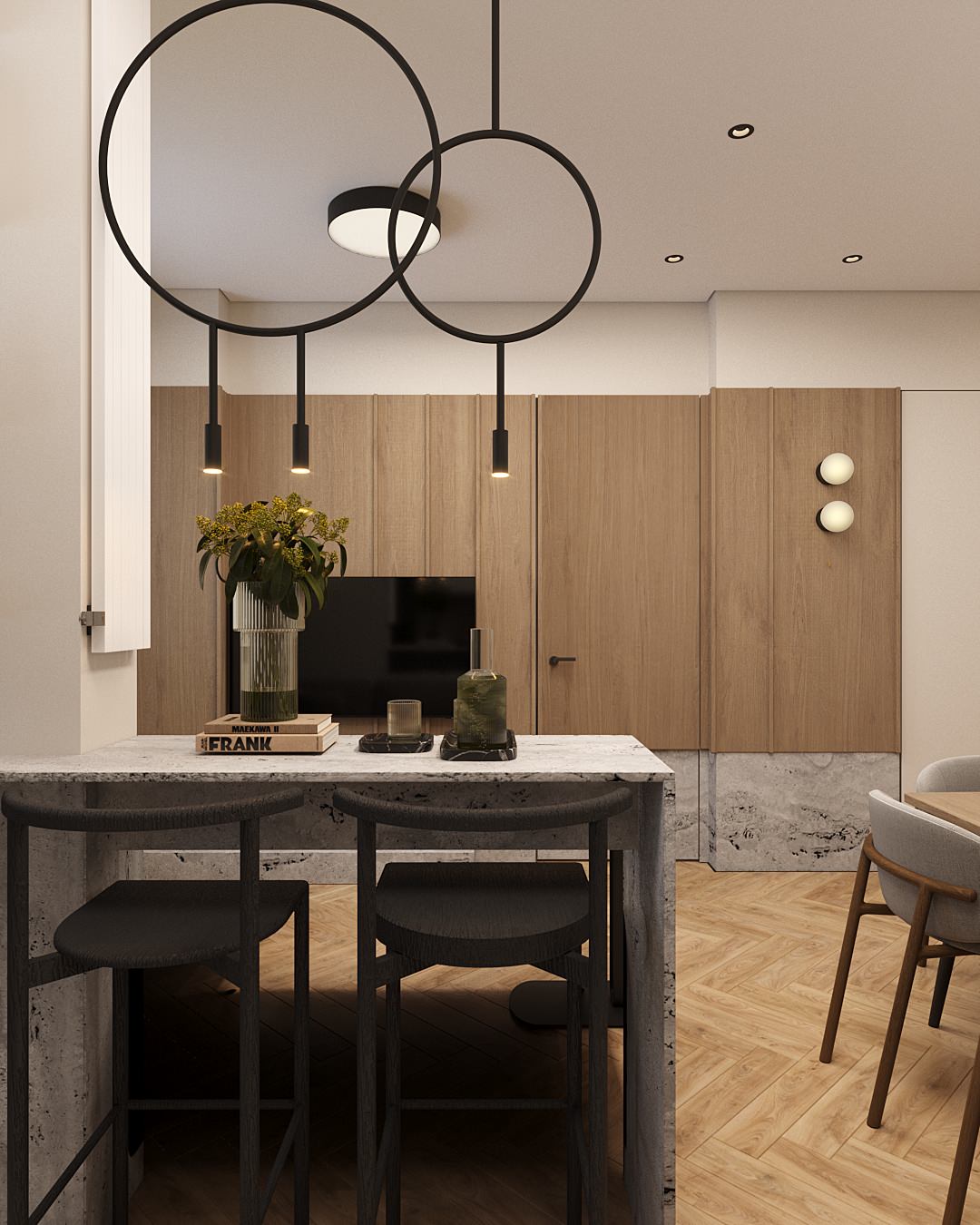 Обложка проекта: Травертин и дерево