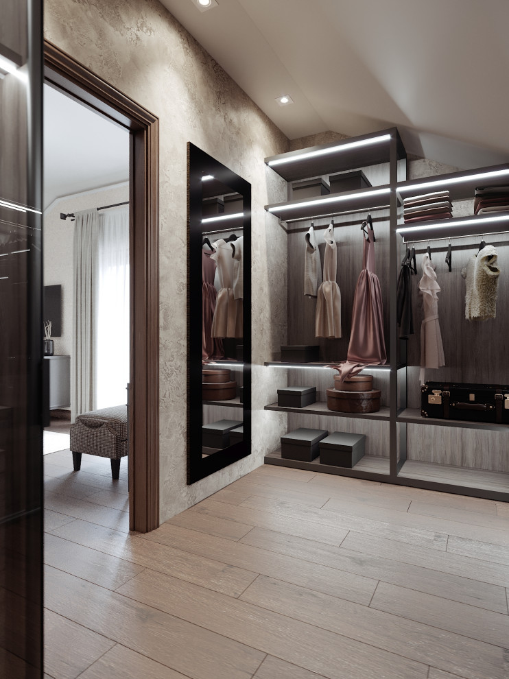 Спальня загородного дома с гардеробной, 29 кв.м