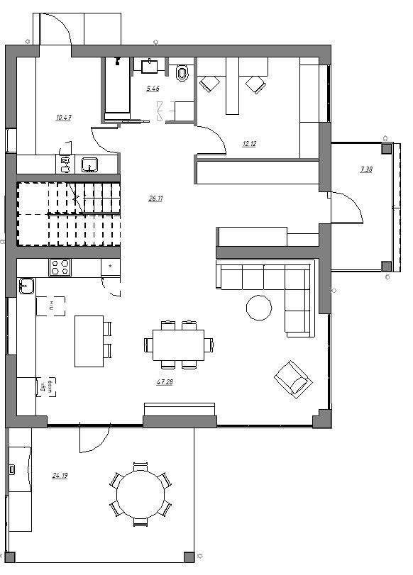 Двухэтажный дом с открытой террасой