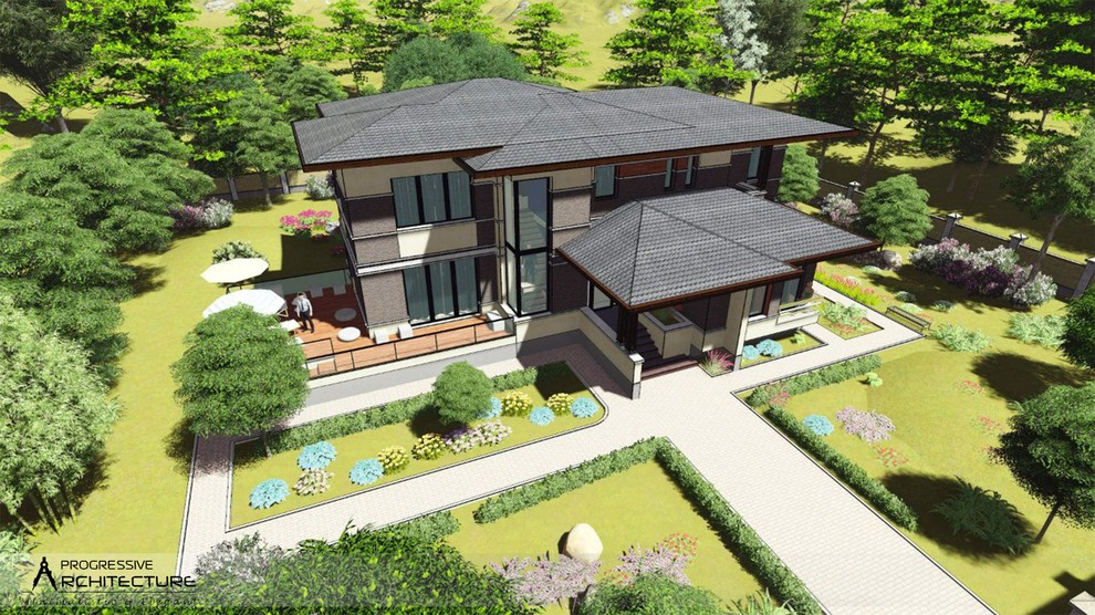 Кирпичный коттедж в стиле современного конструктивизма