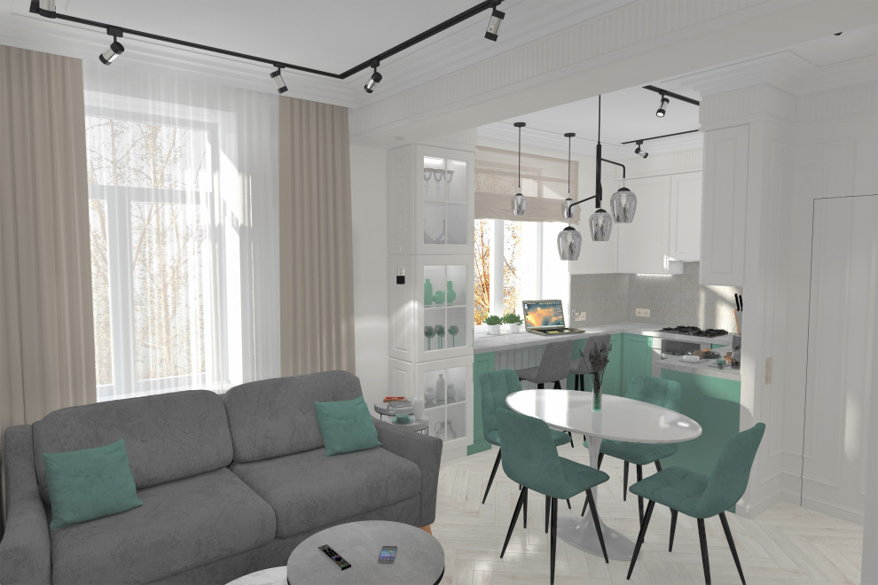 Обложка проекта: Визуализация части квартиры. Кухня гостиная 18 м2. Г. Сегежа