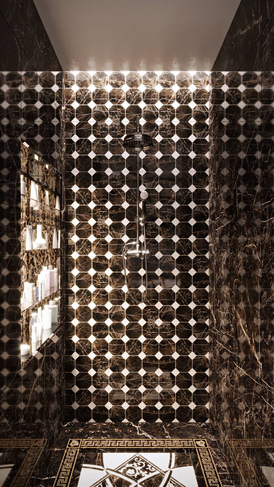 Черно-белая ванная