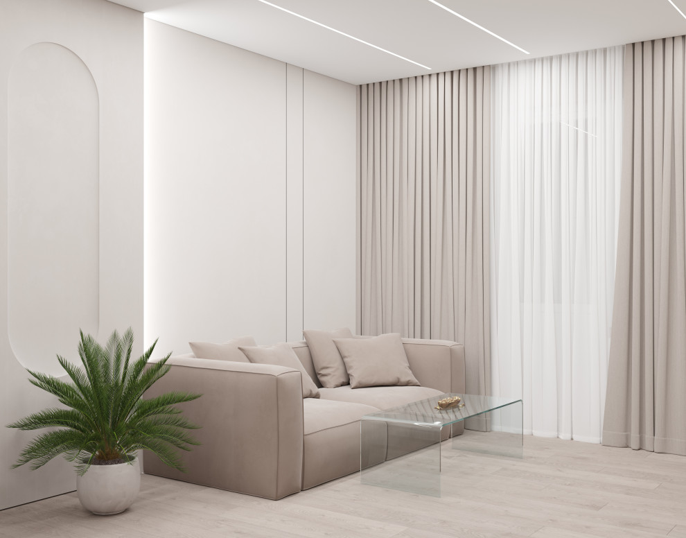 Стильная гостиная, совмещенная со спальней, в маленькой квартире.