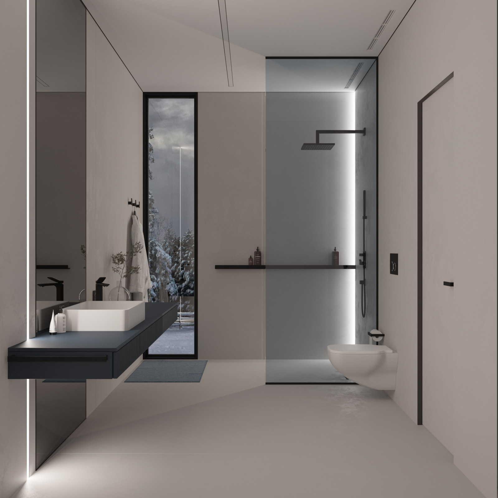 Современный, светлый санузел