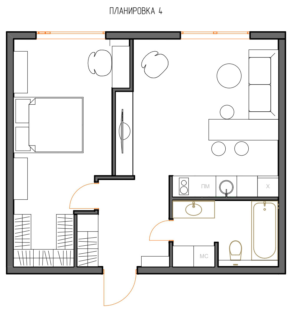 Поиск планировки: 3 плана + финал «евродвушки» для дизайнера