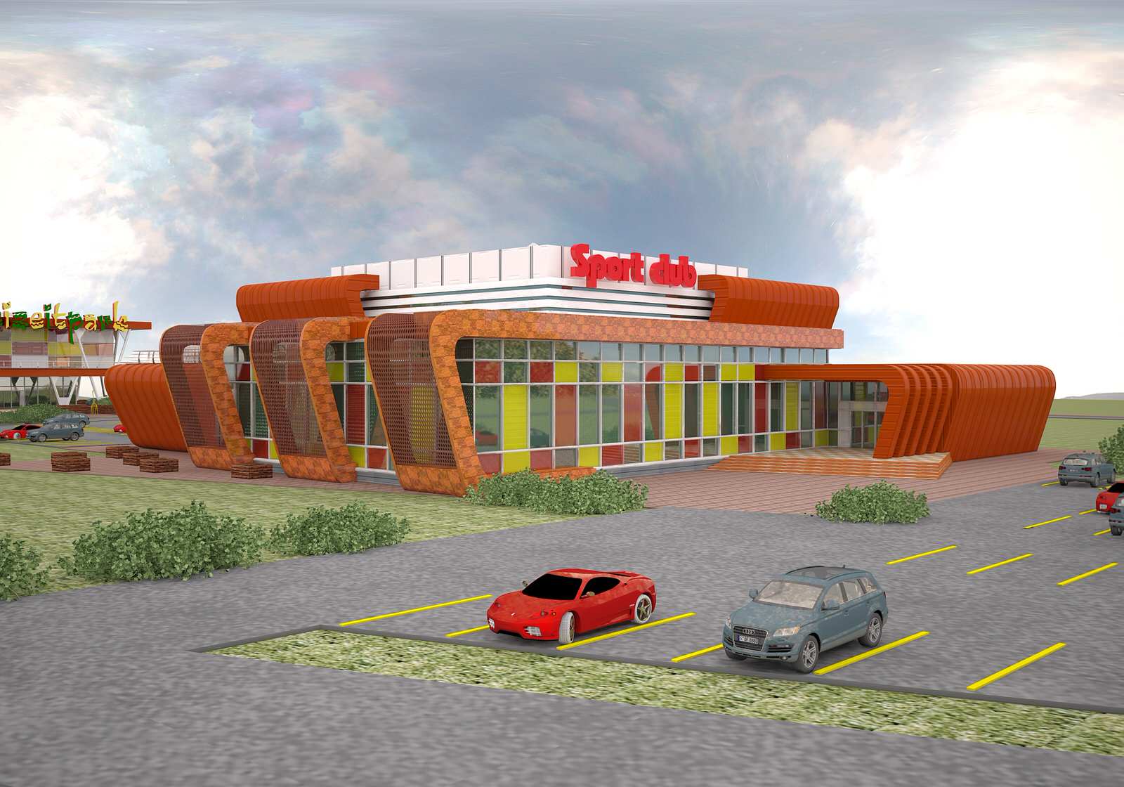 Архитектурный концепт центра семейного досуга и спорт клуба в городе Мелне