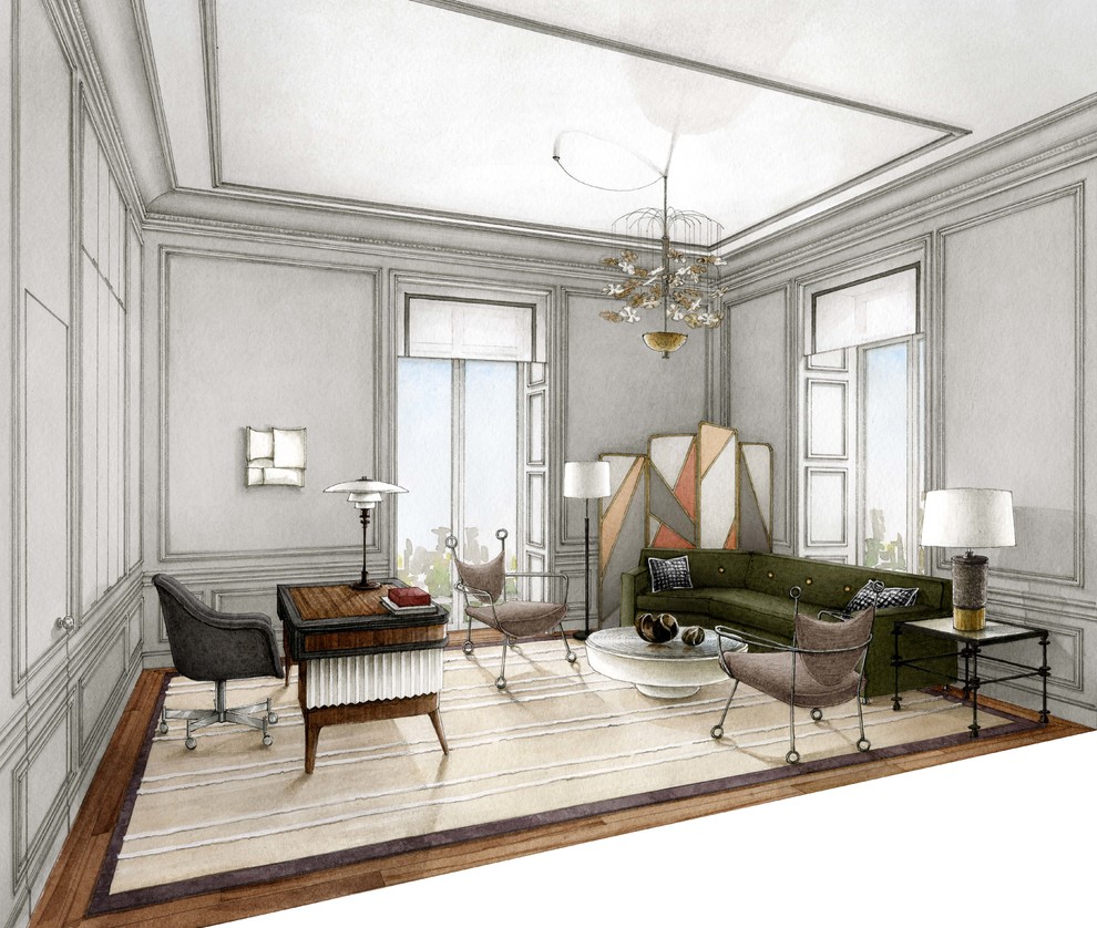 Эскизы интерьера для проекта дизайнера Анастасии Трубкиной