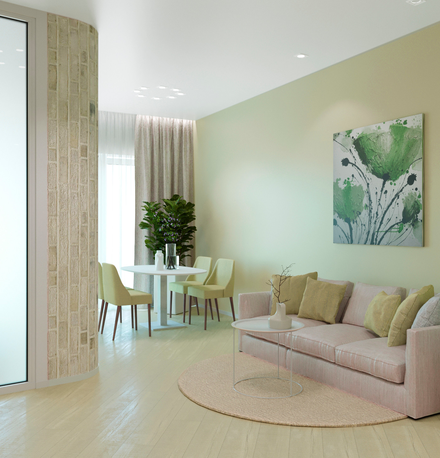 Обложка проекта: Дизайн проект квартиры общей площадью 58 кв.м "Спокойствие оливкового".