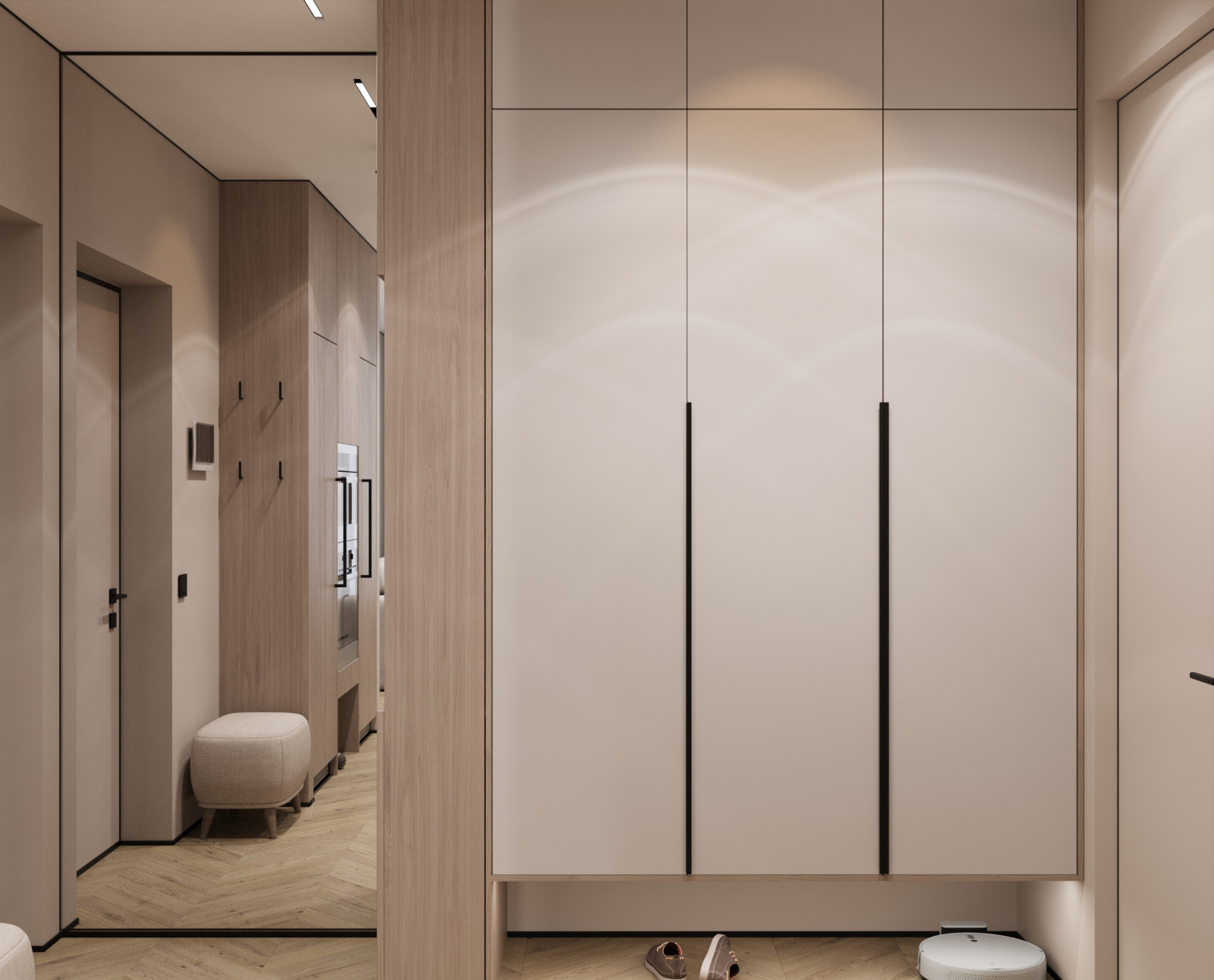 Дизайн интерьера прихожей  в квартире  ЖК "Брусника"