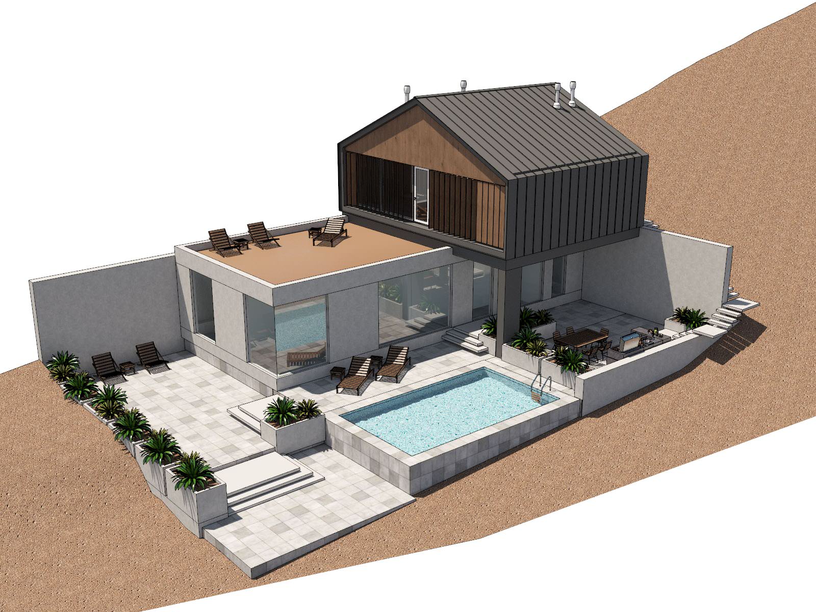 Дом у моря на склоне