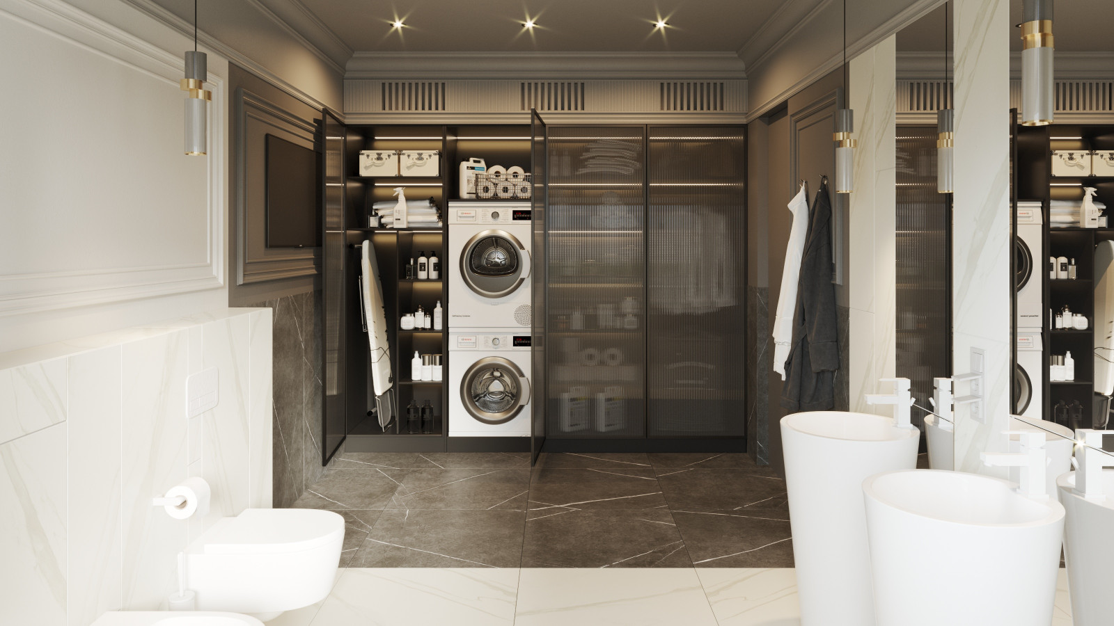 Ванная с зоной прачечной