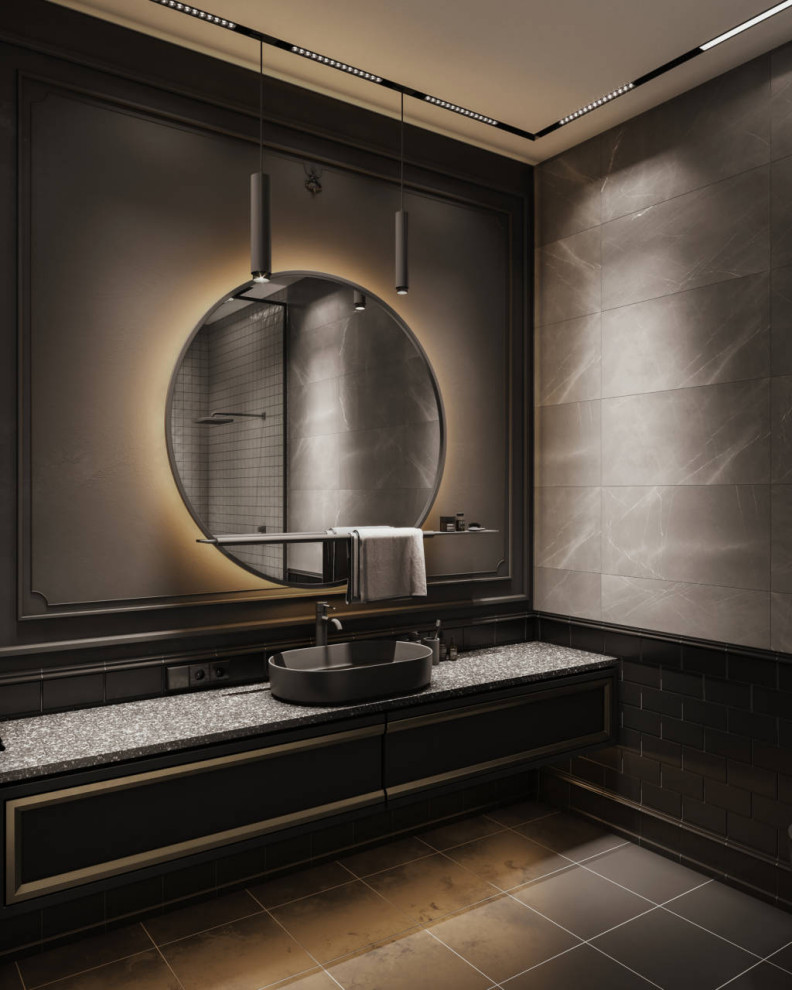 Black interior for a bachelor in St. Petersburg, 75m2