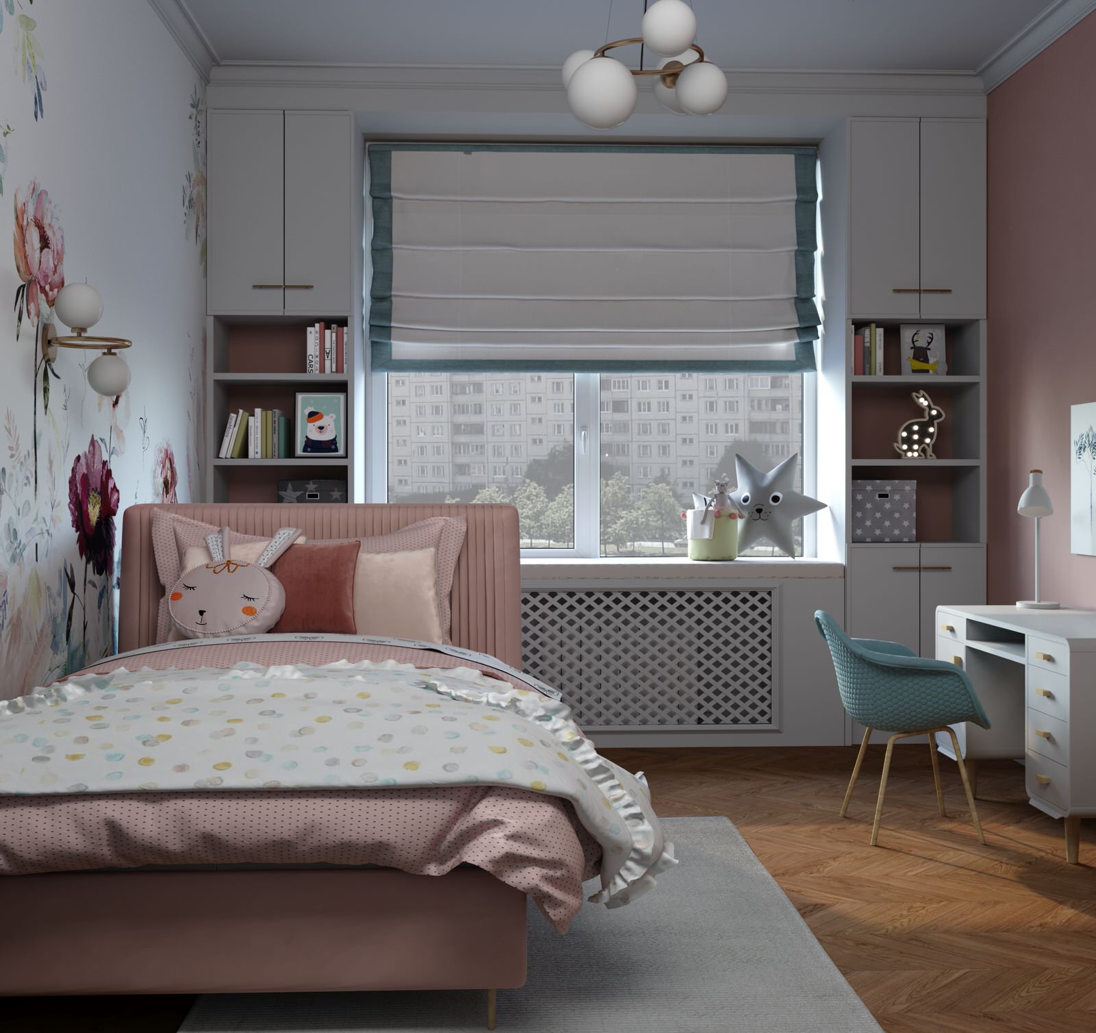 Жемчужина Рози. Проект квартиры в Москве для мамы и дочки.