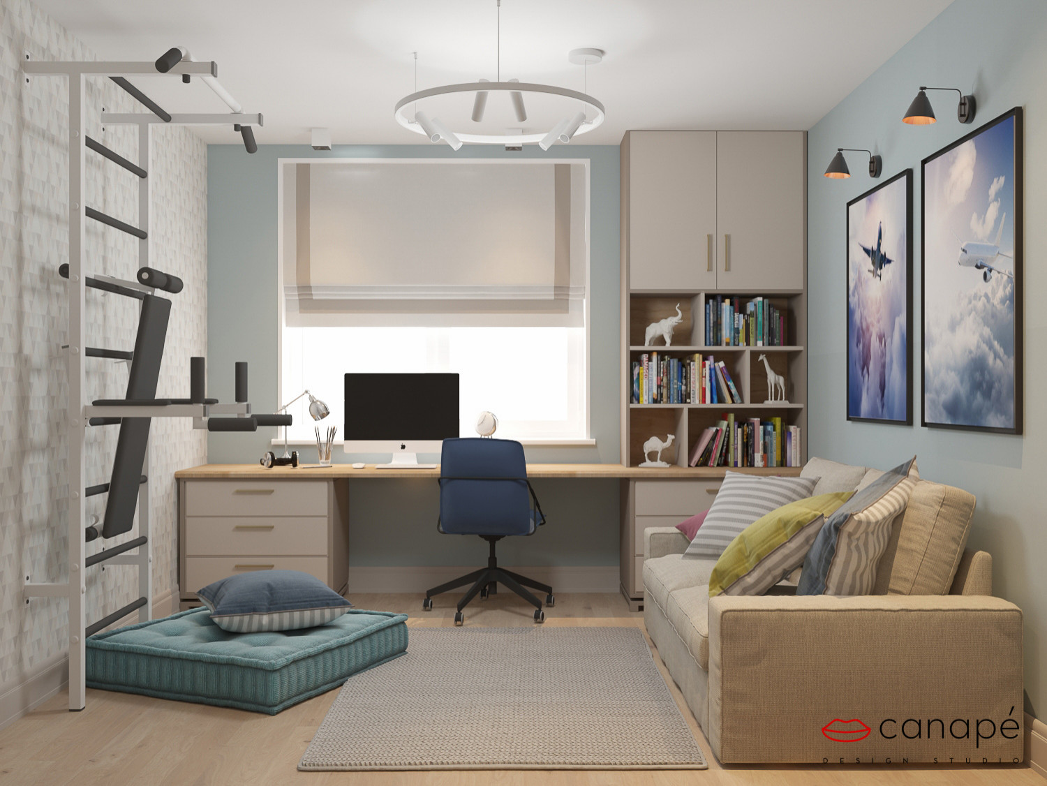 Нюансы синего и горчица