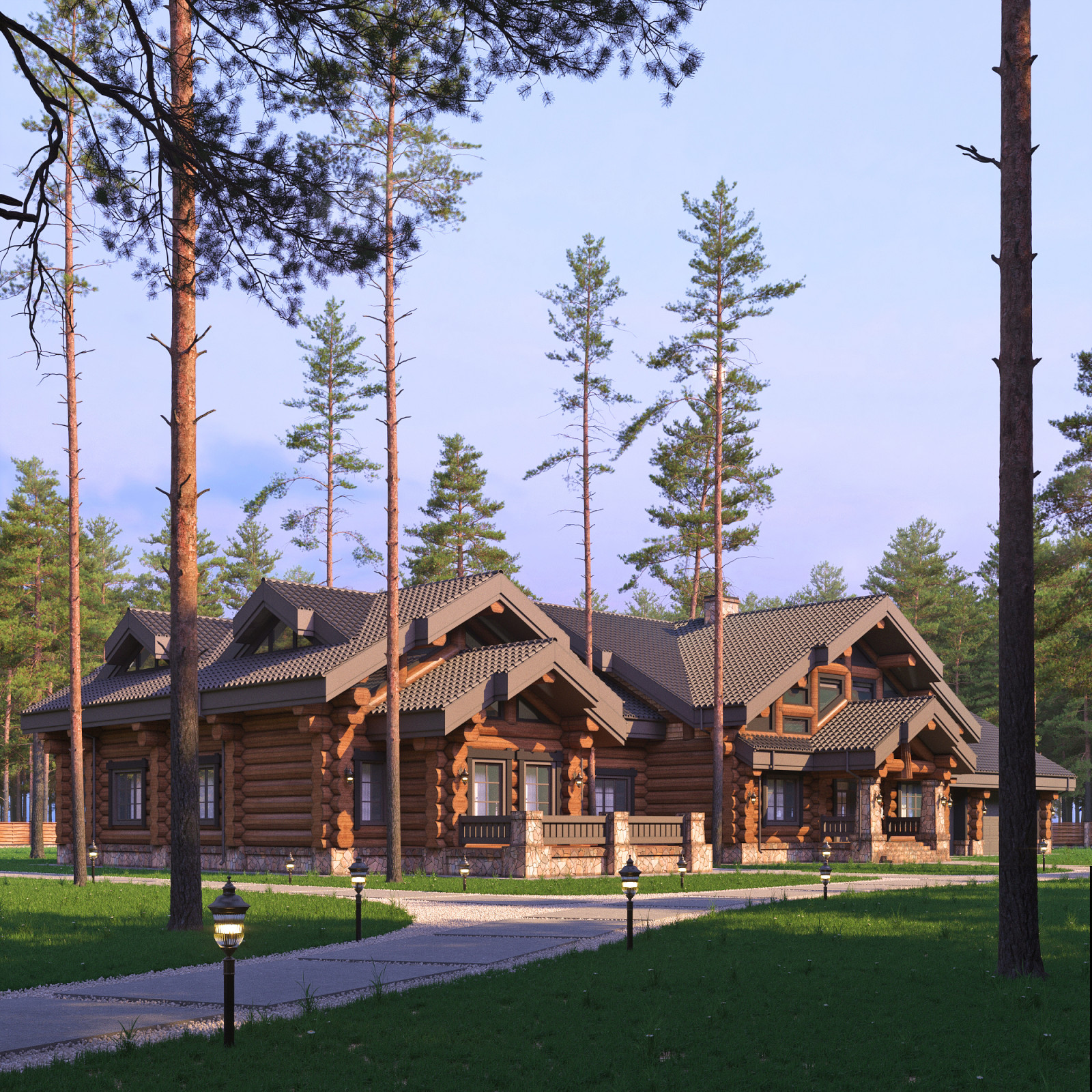 Проект комплекса с пресс центром из бревна ручной рубки