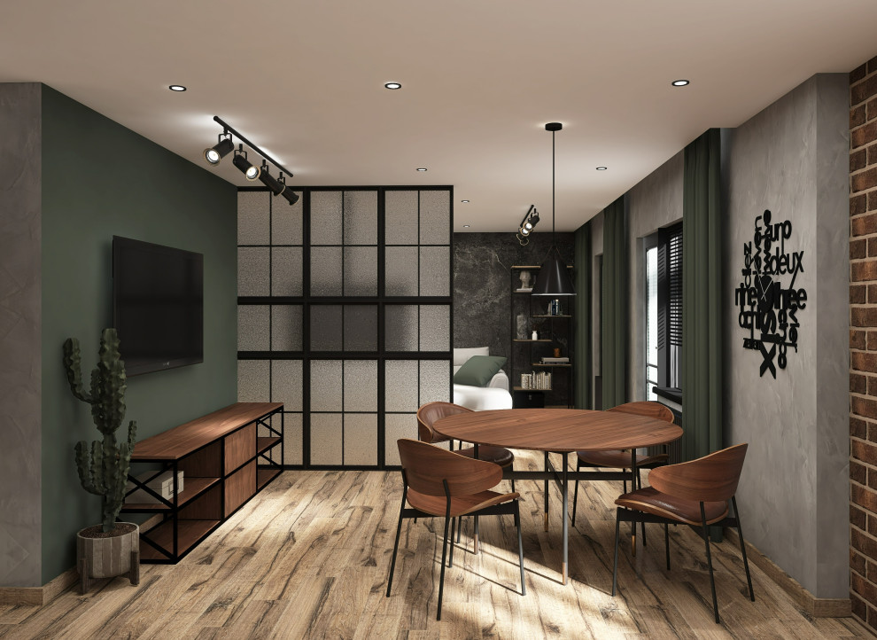 Квартира в стиле лофт с яркими акцентами