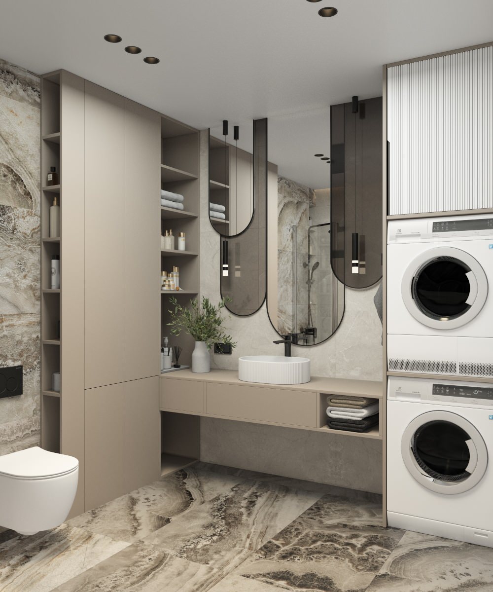 Интерьер ванной комнаты, дизайнер Наталья Шевлякова