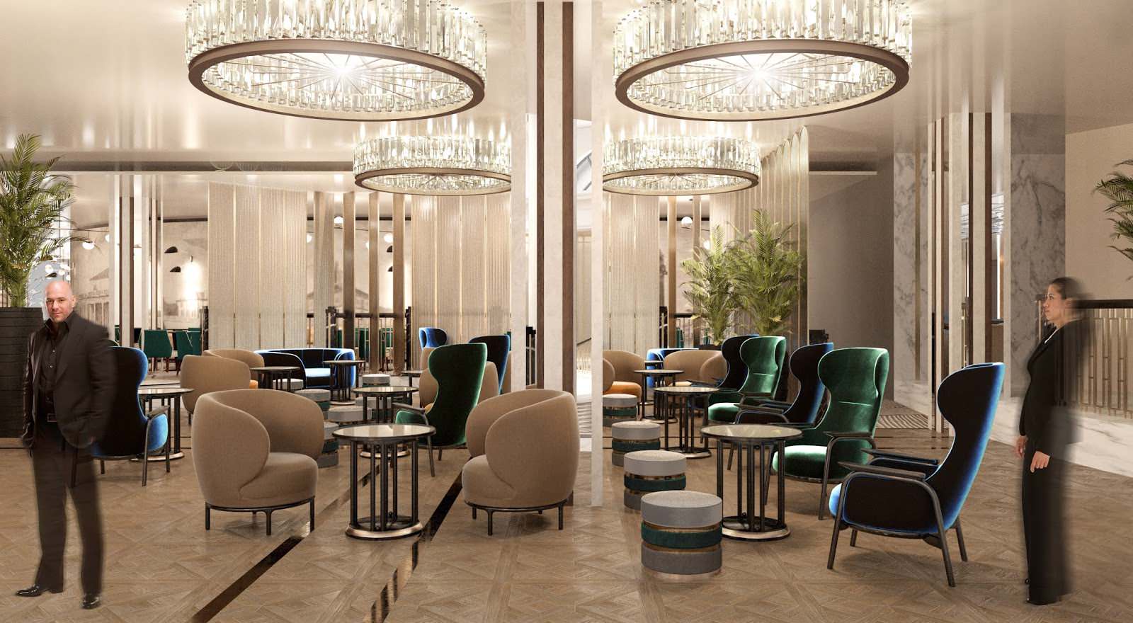 Visualizations of ground floor of Moscow Marriott Tverskaya Hotel