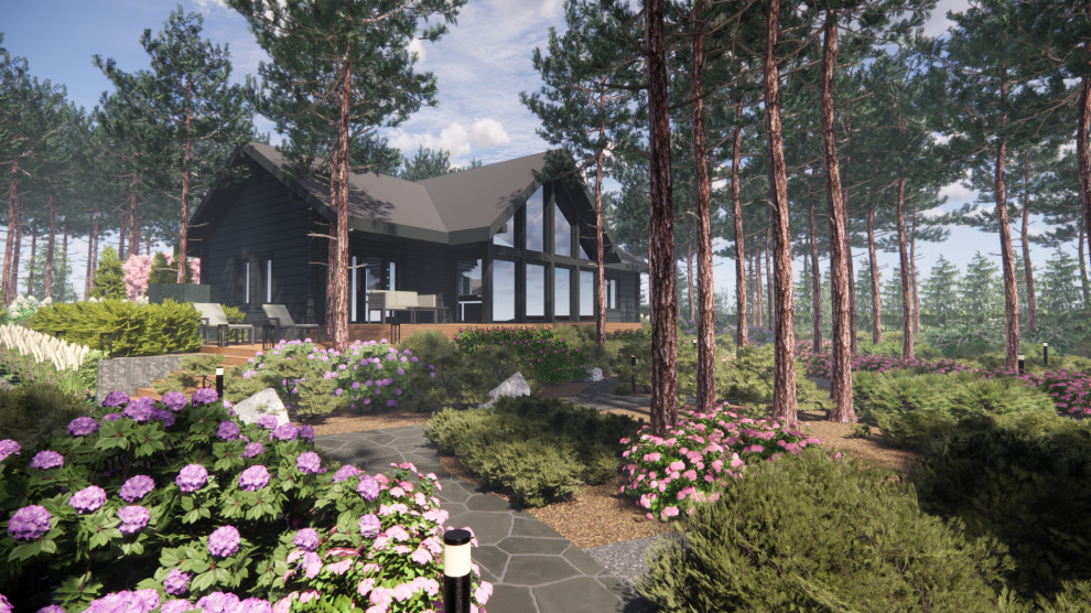 Вид на дом из лесной зоны