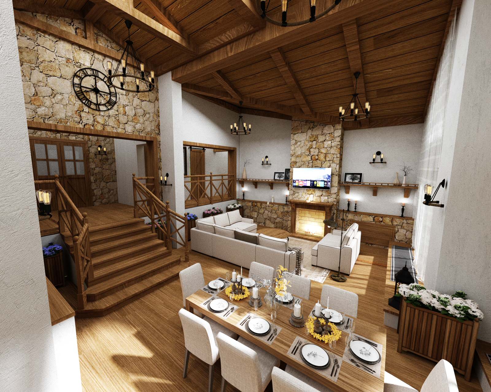 Обложка проекта: Гостиная в стиле шале