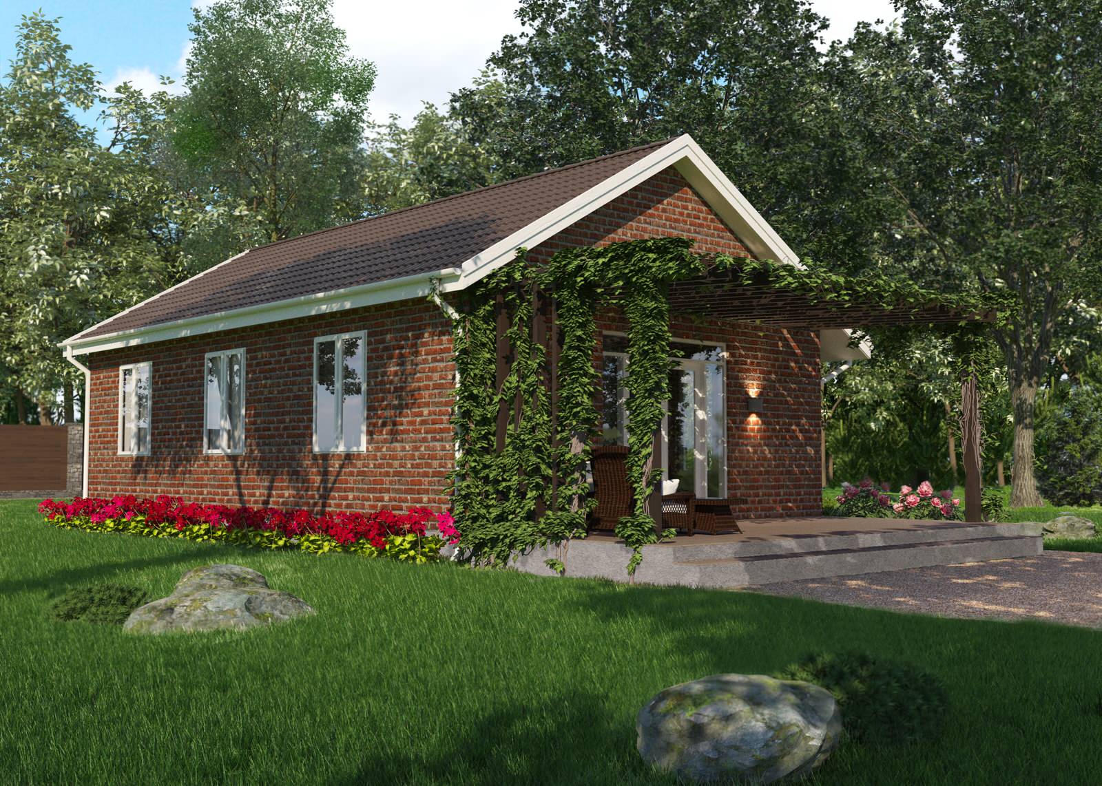 Обложка проекта: Одноэтажный загородный дом 75 кв.м.