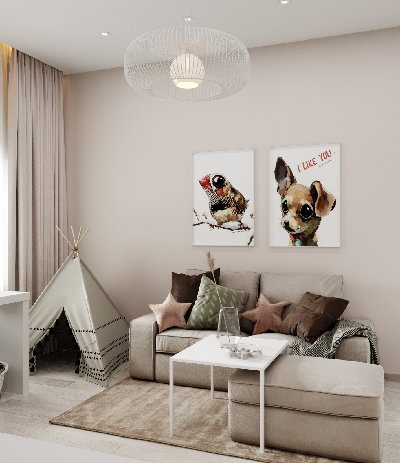 Просторная квартира в пастельных тонах