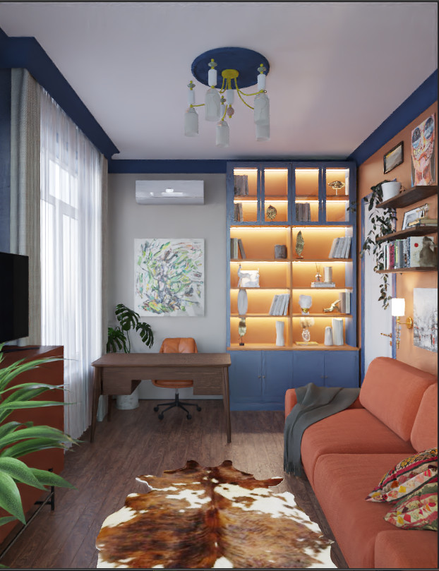 Проект: Кухня-столовая в стиле "Ретро-модерн" с акцентом на цвет, текстуру и арх