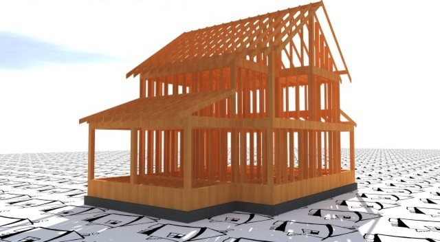 Каркасный индивидуальный дом на бетонном ленточном фундаменте [016.14]