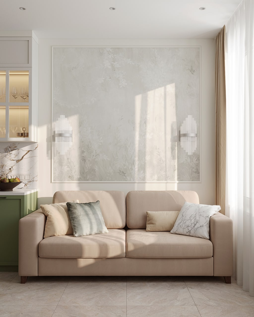 Свежая кухня в зеленых оттенках