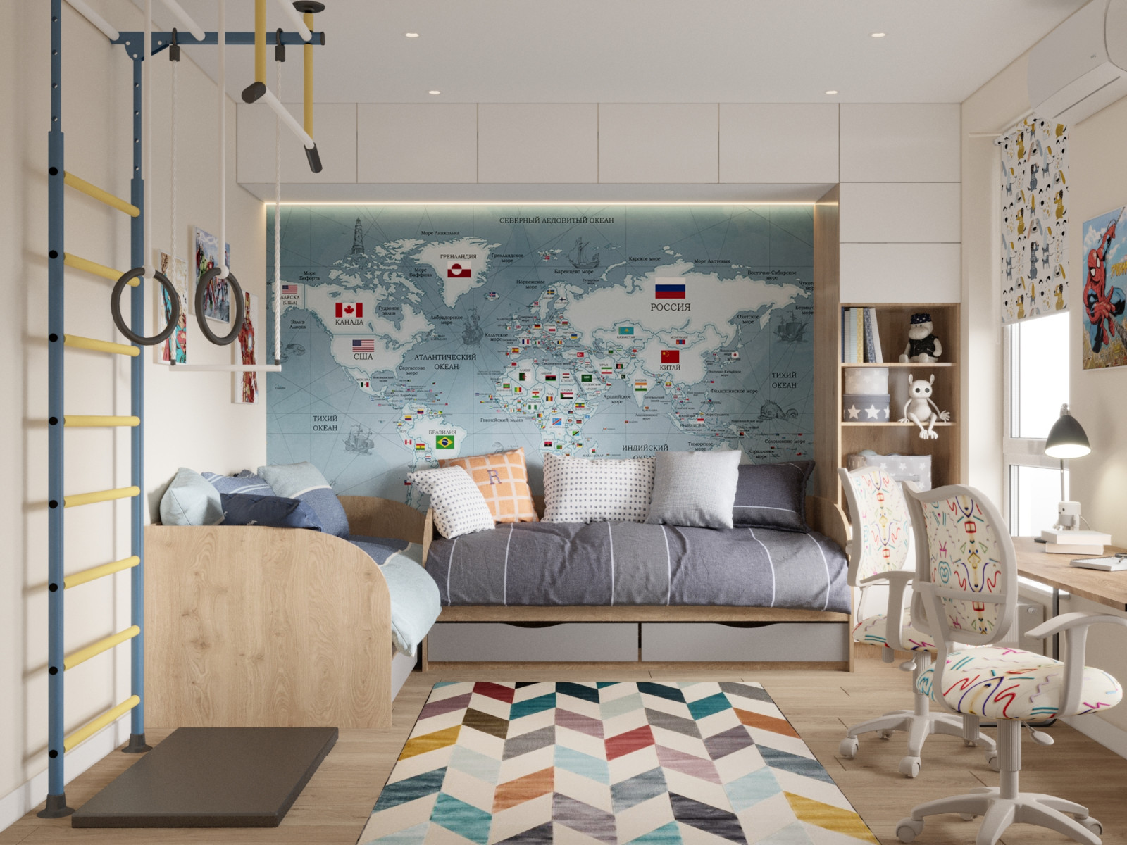 Фреска Travel Kids в детской для двух мальчиков