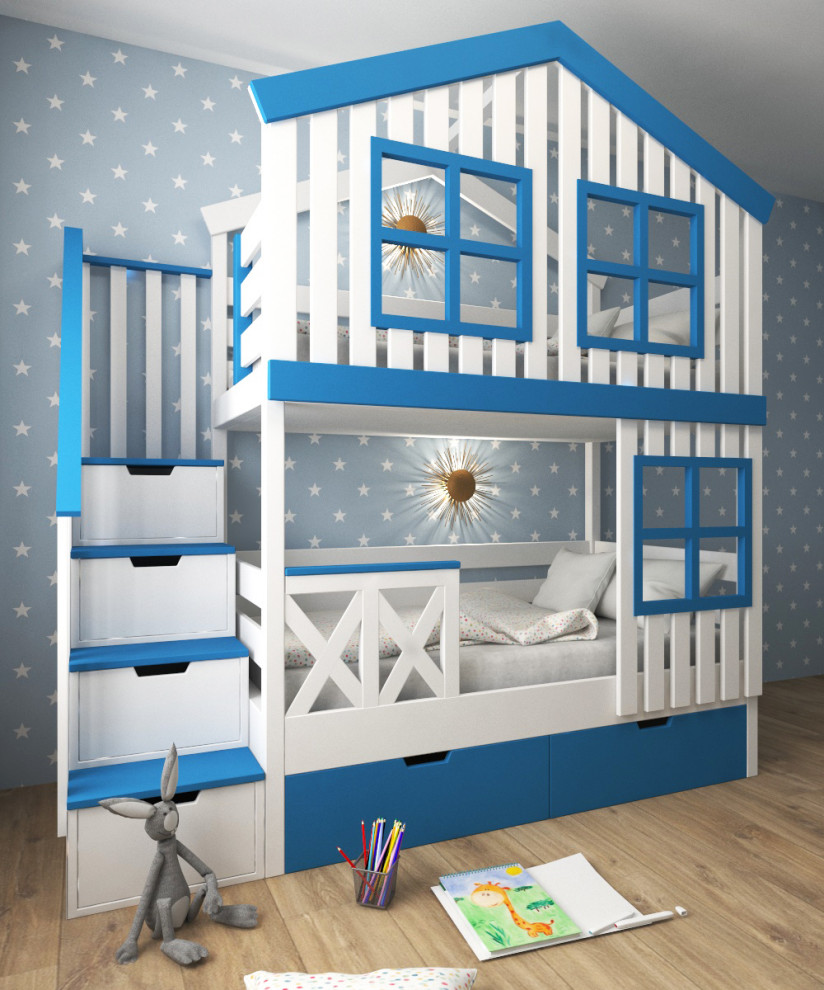 Кровать-домик в скандинавском стиле для детской спальни