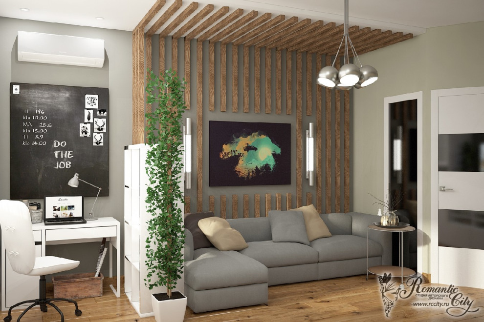 Дизайн однокомнатной квартиры для молодого человека в современном стиле (г.Красн