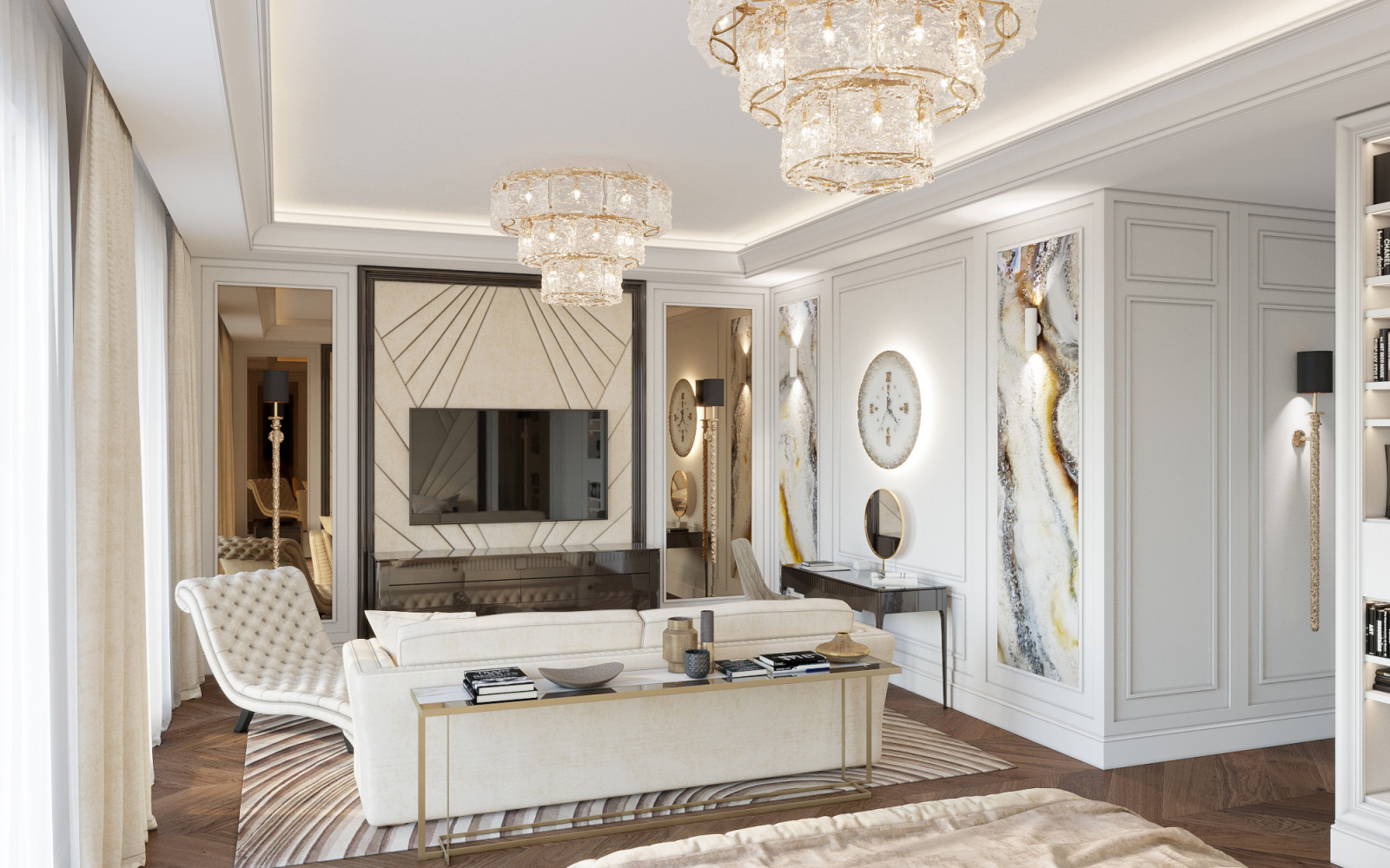 Квартира в ЖК Садовые кварталы в стиле современная классика в белых тонах