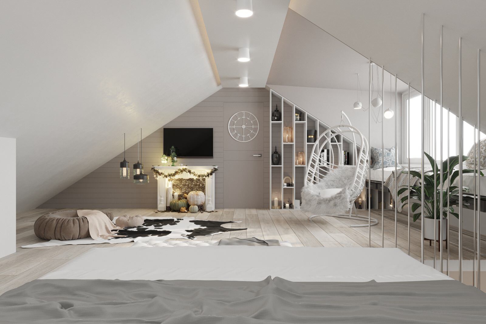 House_004_визуализация интерьера мансарды в частном доме