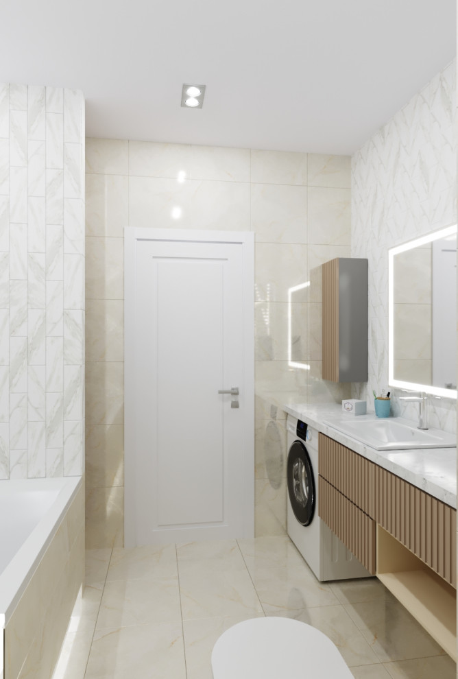 Эко минимализм в трёхкомнатной ЖК Маршал Град