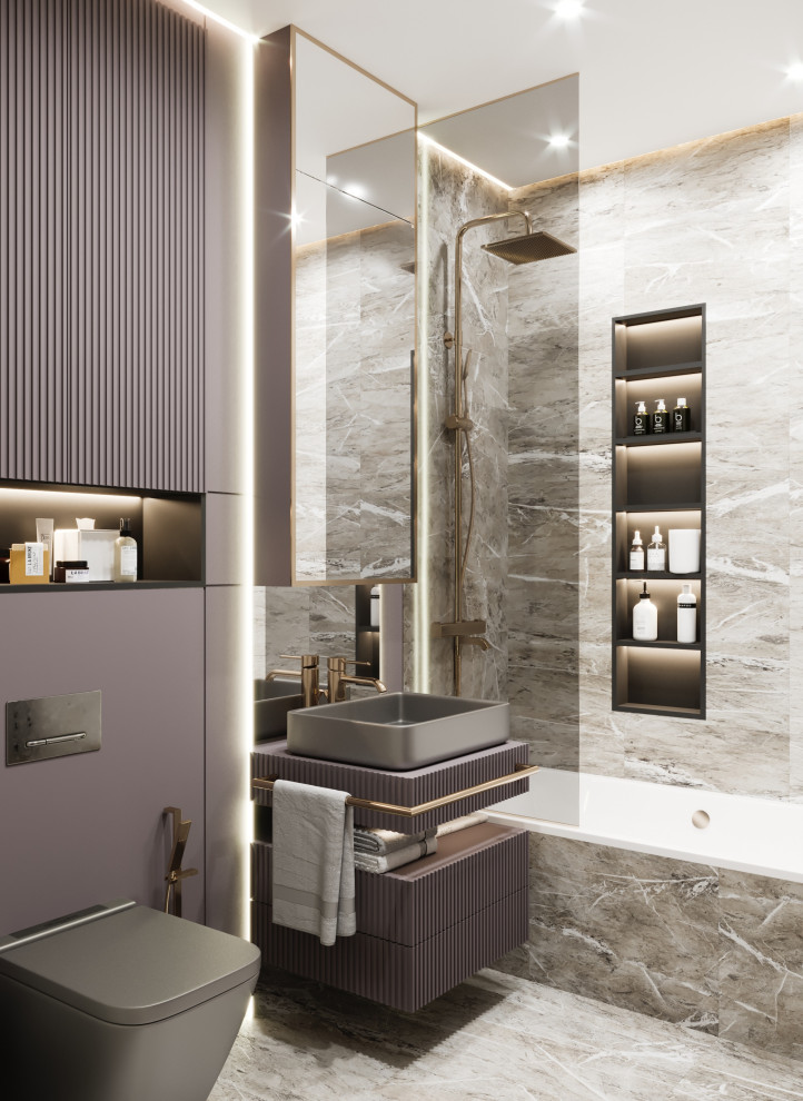 Санузел с латунными акцентами