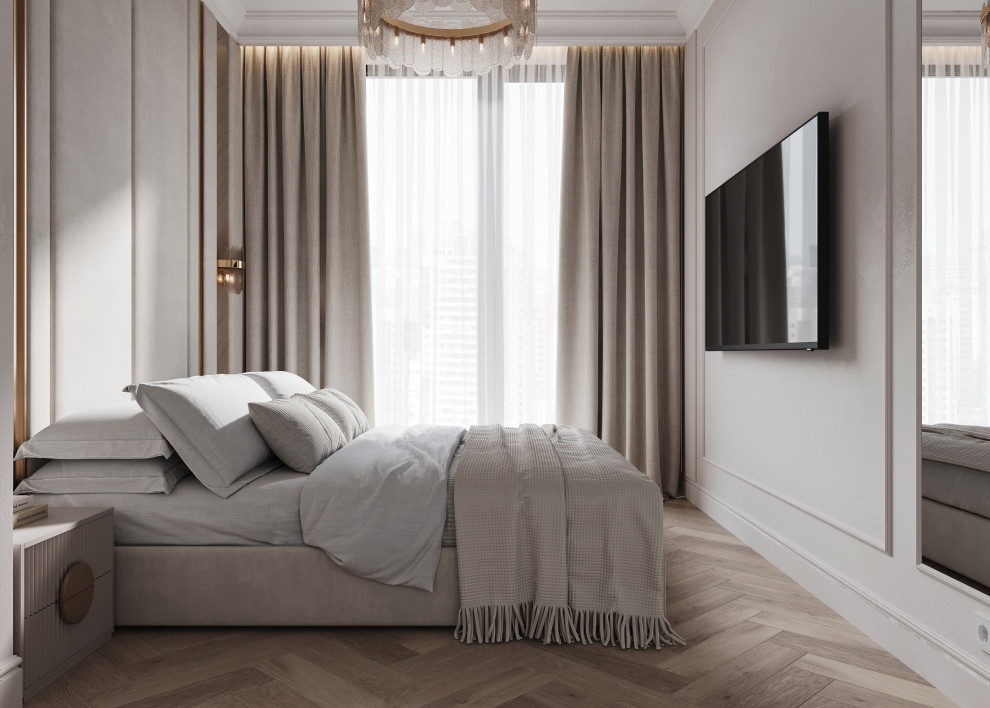 Интерьер светлой спальни 13м2