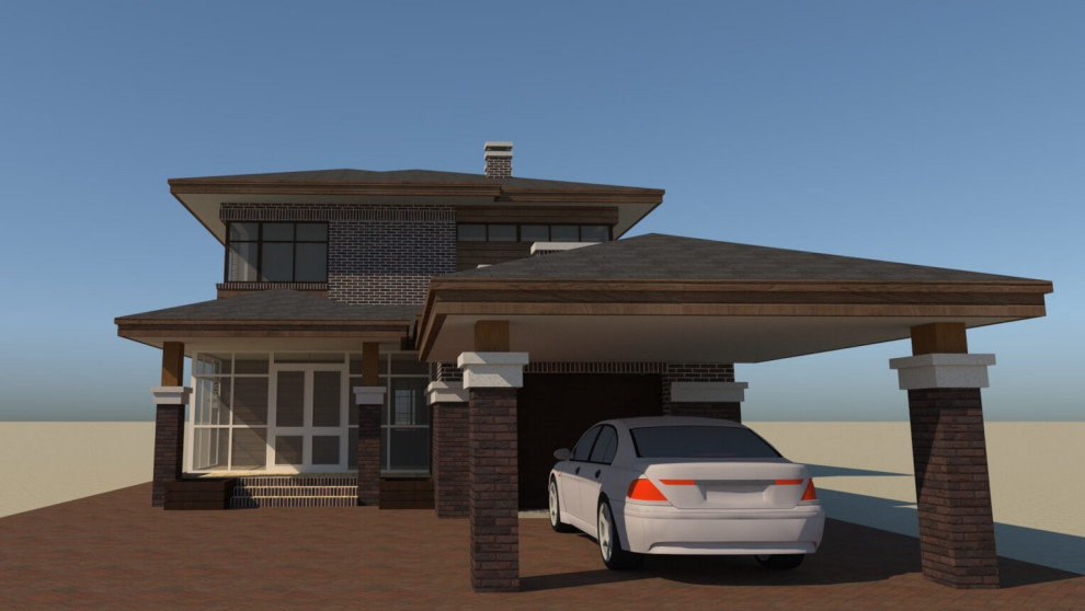 Коттедж в стиле «Райт», в г. Батайск