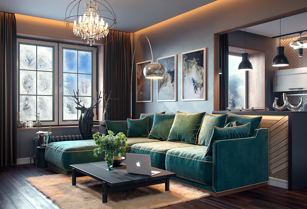 Обложка проекта: Кухня-гостиная в квартире на Менделеева