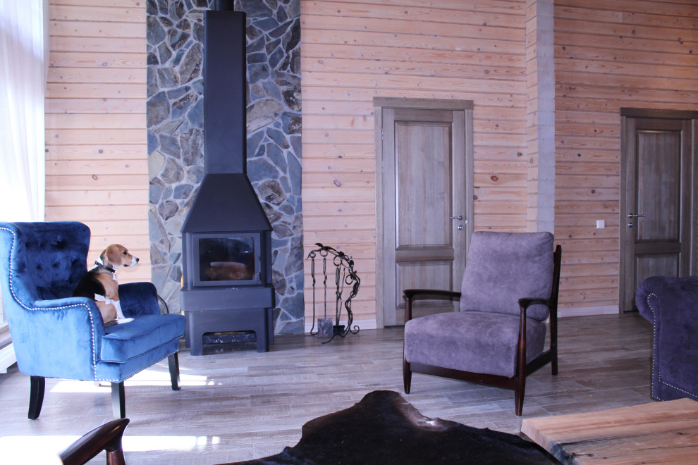 Дом из бруса в стиле шале.