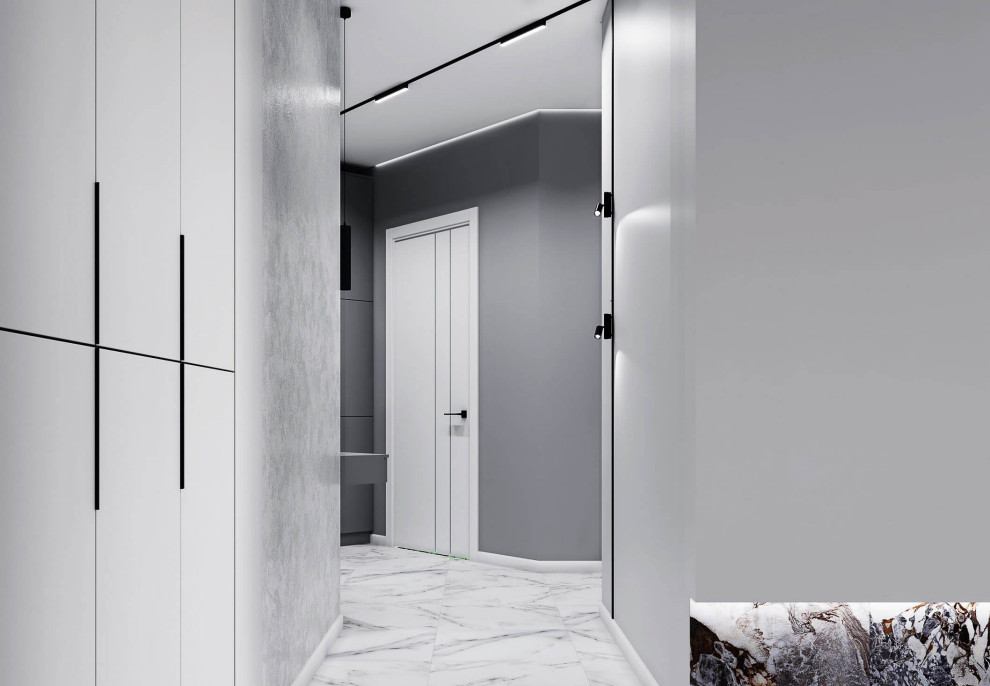 Современный дизайн в серых тонах, ЖК Панорама