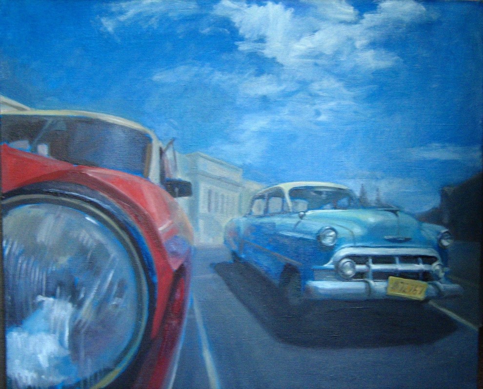 Retro autos auf die Leinwände