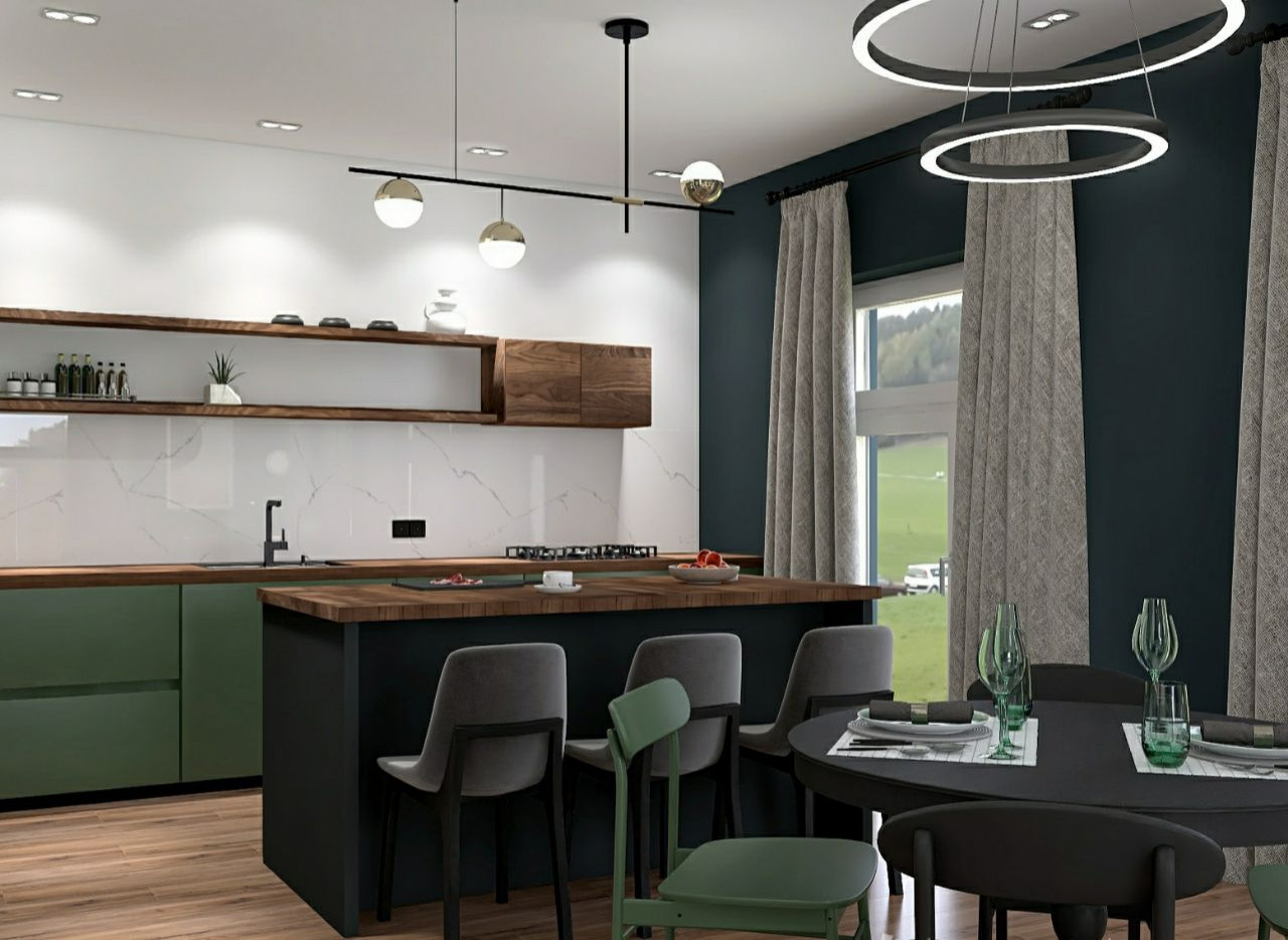 Кухня-гостиная в загородном доме