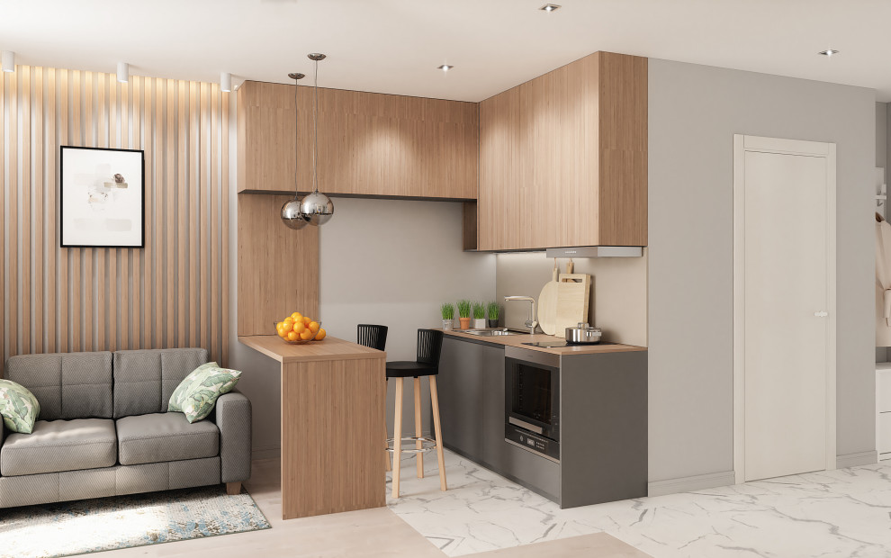 Обложка проекта: ЖК Парад планет, дизайн маленькой студии, 28 кв. м.